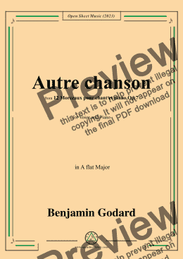 page one of B. Godard-Autre chanson,Op.7 No.5,from '12 Morceaux pour chant et piano,Op.7',in A flat Major