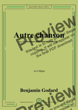 page one of B. Godard-Autre chanson,Op.7 No.5,from '12 Morceaux pour chant et piano,Op.7',in A Major