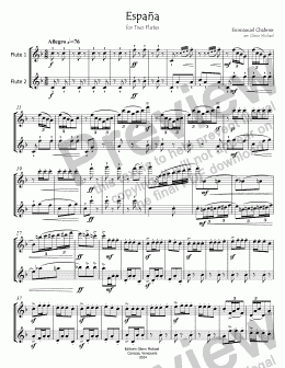 page one of  España for Two Flutes