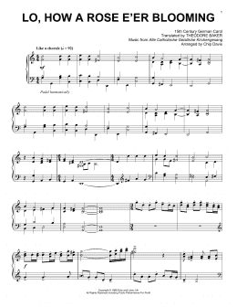 page one of Lo, How A Rose E'er Blooming (Piano Solo)