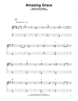 page one of Amazing Grace (Mandolin Tab)