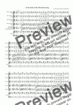 page one of In the Hall of the Mountain King for Bass Clarinet Quartet