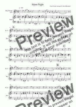 page one of Silent Night for Bass Clarinet and Piano