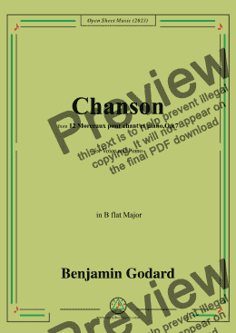 page one of B. Godard-Chanson,Op.7 No.4,from '12 Morceaux pour chant et piano,Op.7',in B flat Major