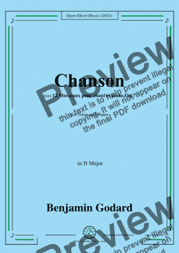 page one of B. Godard-Chanson,Op.7 No.4,from '12 Morceaux pour chant et piano,Op.7',in B Major