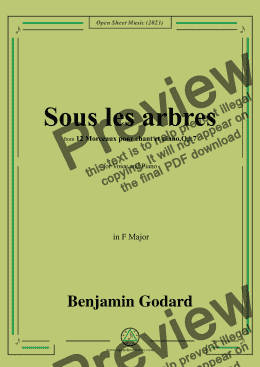 page one of B. Godard-Sous les arbres,Op.7 No.2,from '12 Morceaux pour chant et piano,Op.7',in F Major