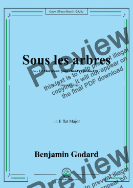 page one of B. Godard-Sous les arbres,Op.7 No.2,from '12 Morceaux pour chant et piano,Op.7',in E flat Major