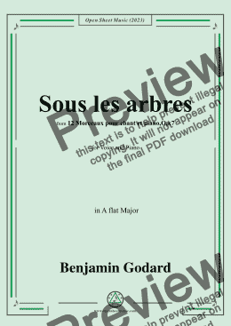 page one of B. Godard-Sous les arbres,Op.7 No.2,from '12 Morceaux pour chant et piano,Op.7',in A flat Major