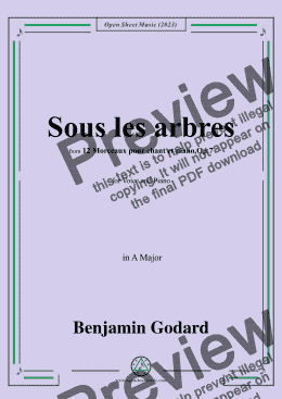 page one of B. Godard-Sous les arbres,Op.7 No.2,from '12 Morceaux pour chant et piano,Op.7',in A Major