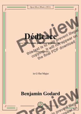 page one of B. Godard-Dédicace,Op.7 No.1,from '12 Morceaux pour chant et piano,Op.7',in G flat Major