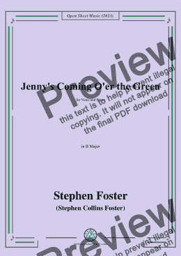 page one of S. Foster-Jenny's Coming O'er the Green,in B Major