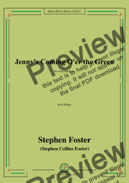 page one of S. Foster-Jenny's Coming O'er the Green,in D Major