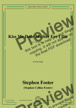 page one of S. Foster-Kiss Me Dear Mother Ere I Die,in B flat Major 