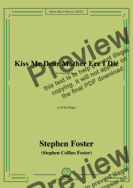 page one of S. Foster-Kiss Me Dear Mother Ere I Die,in D flat Major