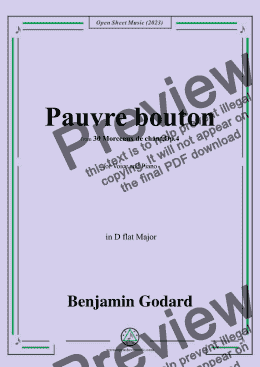 page one of B. Godard-Pauvre bouton,Op.4 No.26,in D flat Major