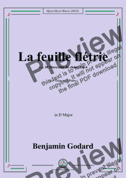 page one of B. Godard-La feuille flétrie,Op.4 No.23,in D Major