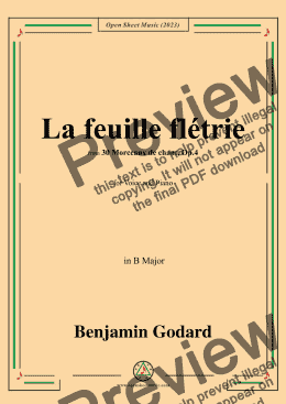 page one of B. Godard-La feuille flétrie,Op.4 No.23,in B Major