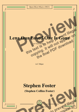 page one of S. Foster-Lena Our Loved One Is Gone,in C Major