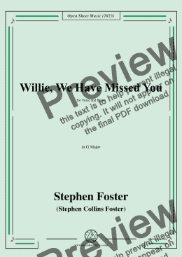 page one of S. Foster-Willie,We Have Missed You,in G Major