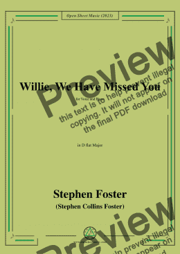 page one of S. Foster-Willie,We Have Missed You,in D flat Major