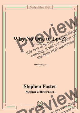 page one of S. Foster-Why No One to Love?,in G flat Major