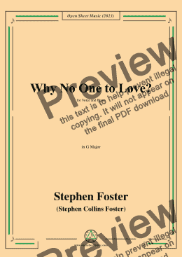 page one of S. Foster-Why No One to Love?,in G Major