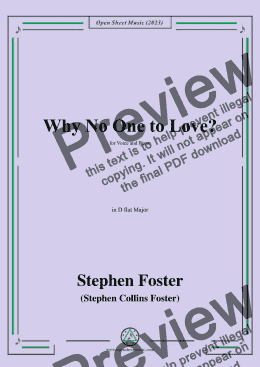 page one of S. Foster-Why No One to Love?,in D flat Major