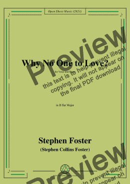 page one of S. Foster-Why No One to Love?,in B flat Major