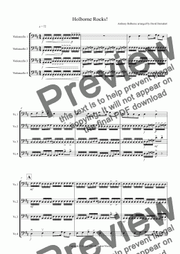 page one of Holborne Rocks! for Cello Quartet