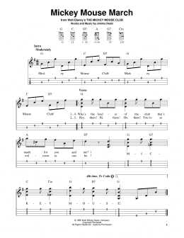 page one of Mickey Mouse March (from The Mickey Mouse Club) (Mandolin)