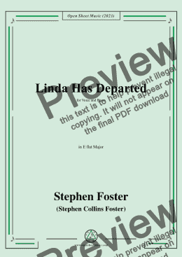 page one of S. Foster-Linda Has Departed,in E flat Major 