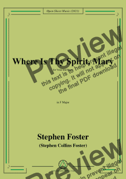 page one of S. Foster-Where Is Thy Spirit,Mary,in F Major