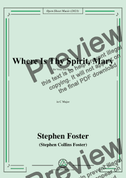 page one of S. Foster-Where Is Thy Spirit,Mary,in C Major