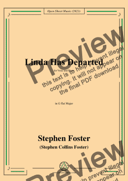 page one of S. Foster-Linda Has Departed,in G flat Major