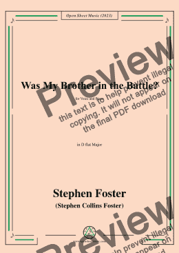 page one of S. Foster-Was My Brother in the Battle?,in D flat Major