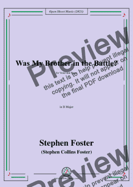 page one of S. Foster-Was My Brother in the Battle?,in B Major