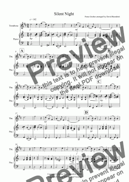 page one of Silent Night for Trombone in Bb and Piano