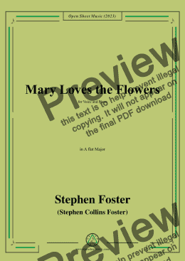 page one of S. Foster-Mary Loves the Flowers,in A flat Major