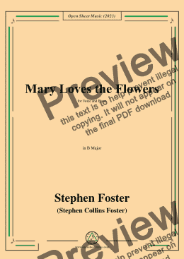 page one of S. Foster-Mary Loves the Flowers,in B Major