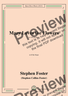 page one of S. Foster-Mary Loves the Flowers,in B flat Major 