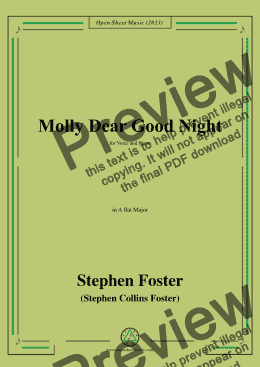 page one of S. Foster-Molly Dear Good Night,in A flat Major