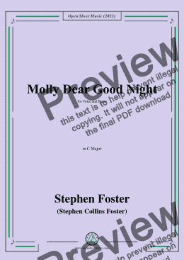 page one of S. Foster-Molly Dear Good Night,in C Major 