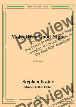 page one of S. Foster-Molly Dear Good Night,in E flat Major 