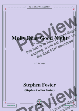 page one of S. Foster-Molly Dear Good Night,in G flat Major 