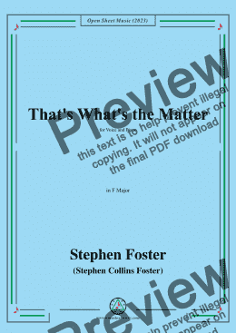 page one of S. Foster-That's What's the Matter,in F Major