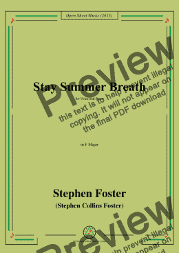 page one of S. Foster-Stay Summer Breath,in F Major