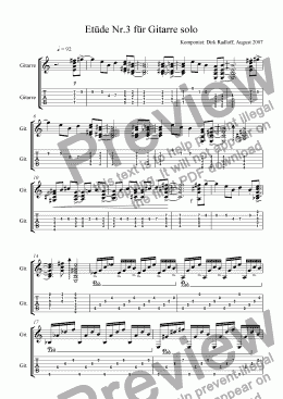 page one of Etüde Nr.3 für Gitarre solo