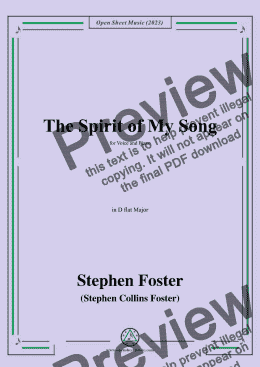 page one of S. Foster-The Spirit of My Song,in D flat Major