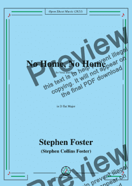 page one of S. Foster-No Home,No Home,in D flat Major 