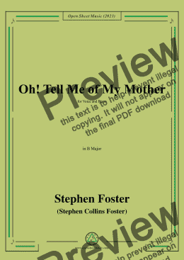 page one of S. Foster-Oh!Tell Me of My Mother,in B Major